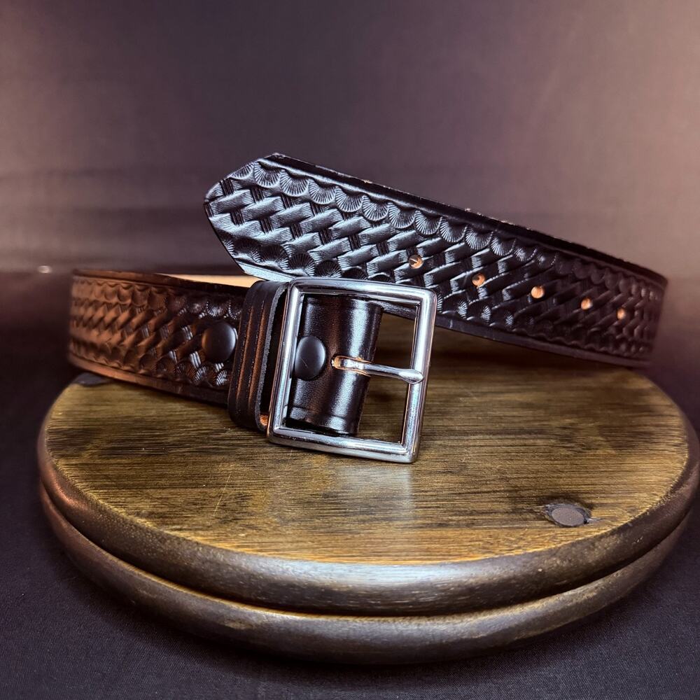 DutyMan Everyday Garrison Belt Size 30" Black Basketweave Nickle Buckle 1621